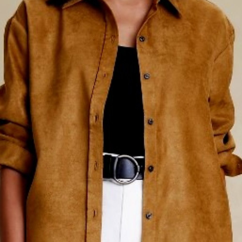 NWT!  Banana Republic Oversized Vegan Suede Shirt, L, Horse Hair